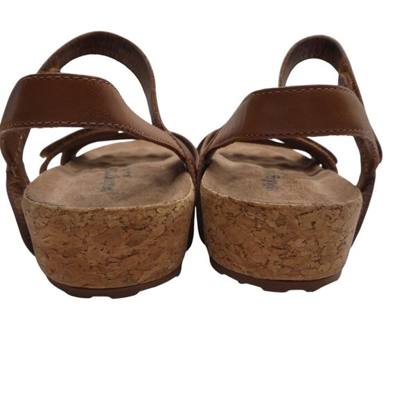 Walking Cradles Karen Brown Leather Open Toe Strappy Wedge Heel Sandals Womens 7 - Picture 9 of 13